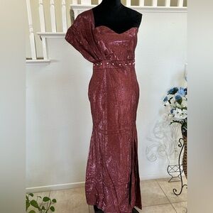 Ball, Prom Dress, Asymmetrical, Burgundy